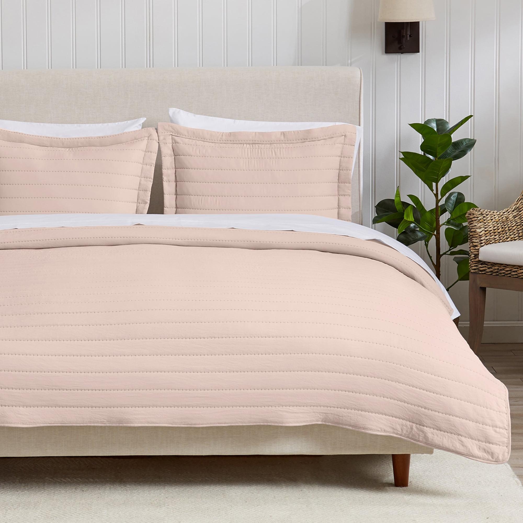 FreshFolds Solid Stitched Microfiber Quilt Set with Shams