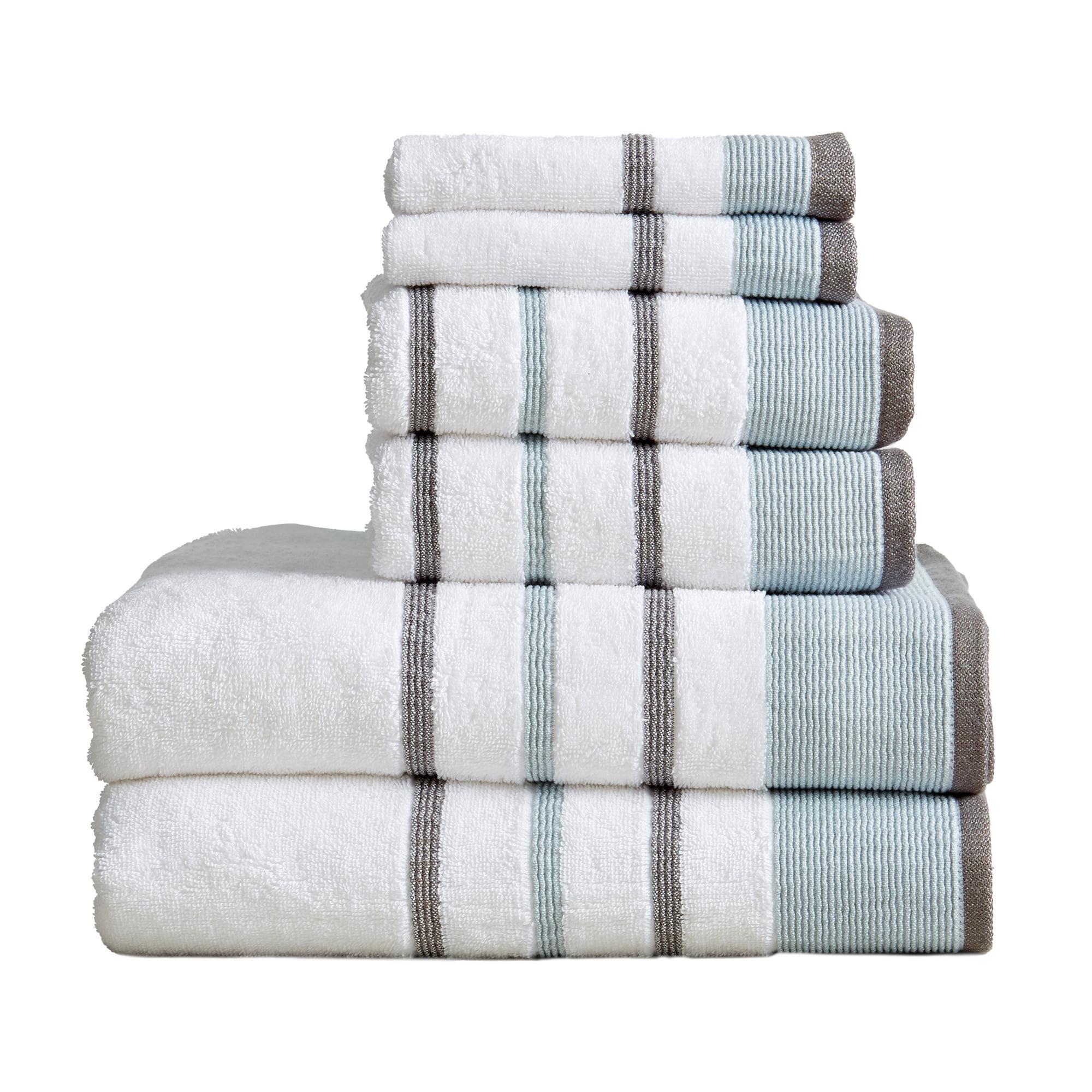 Eucalyptus and Grey Turkish Cotton 6-Piece Towel Set