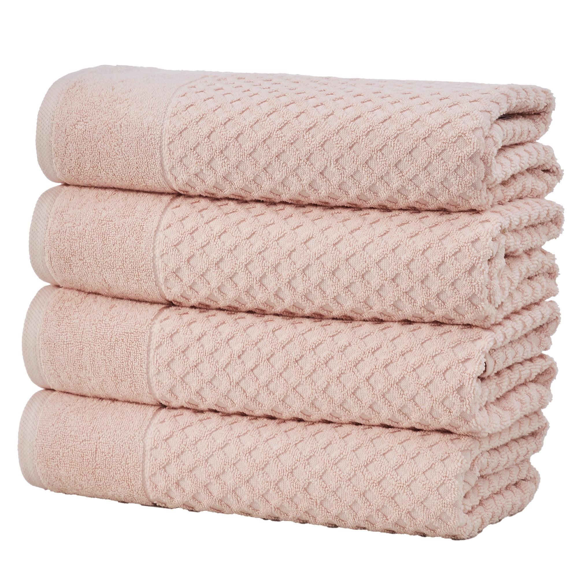 FreshFolds 100% Cotton Lattice Texture Bath Towels (Set of 4)
