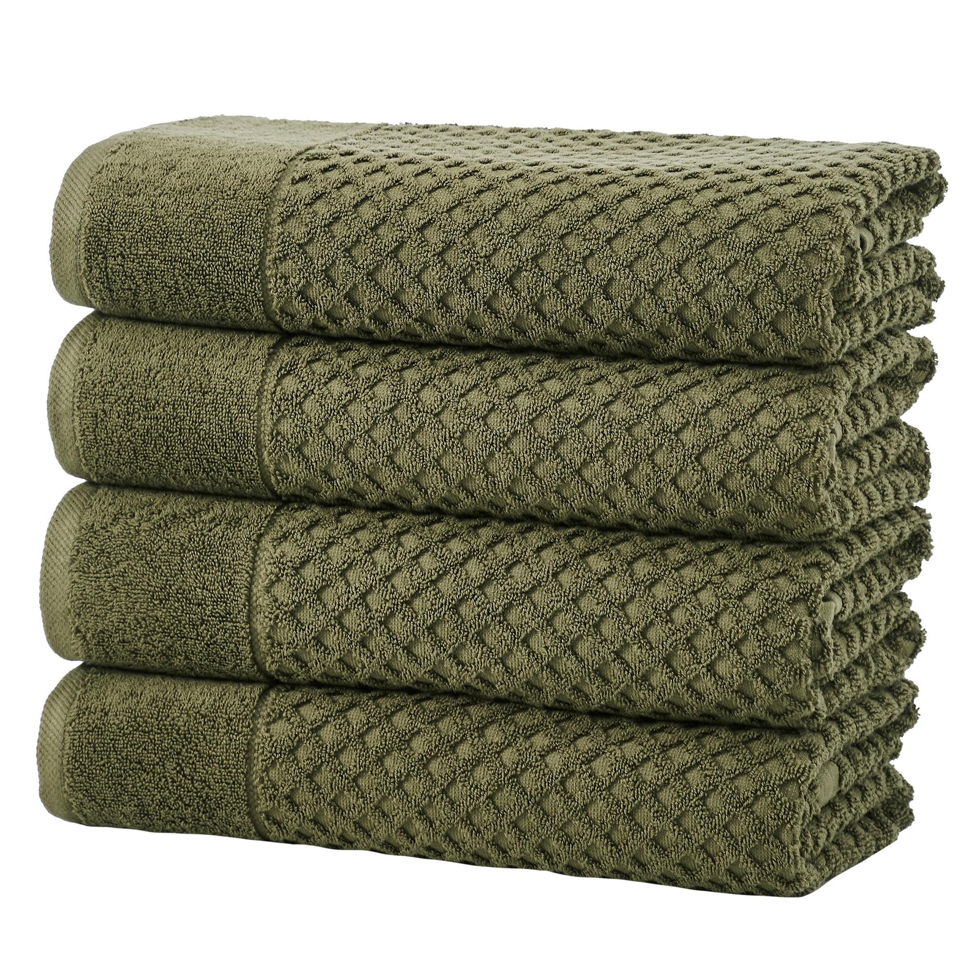 FreshFolds 100% Cotton Lattice Texture Bath Towels (Set of 4)