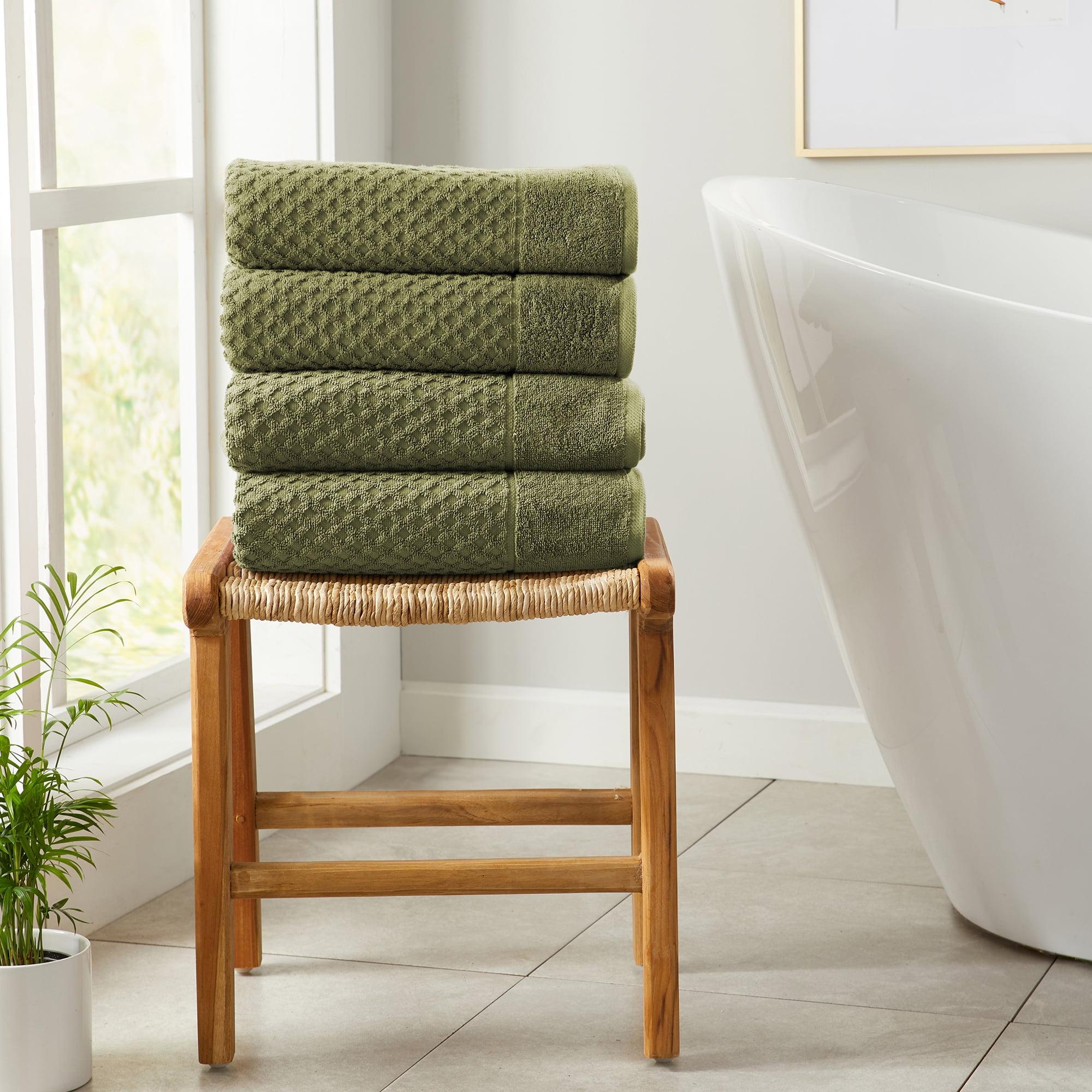 FreshFolds 100% Cotton Lattice Texture Bath Towels (Set of 4)