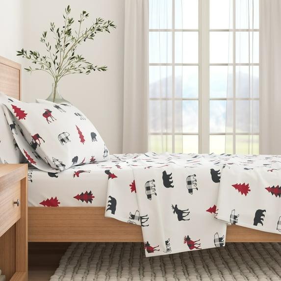 FreshFolds 100% Cotton Lodge Printed Flannel Sheet Set