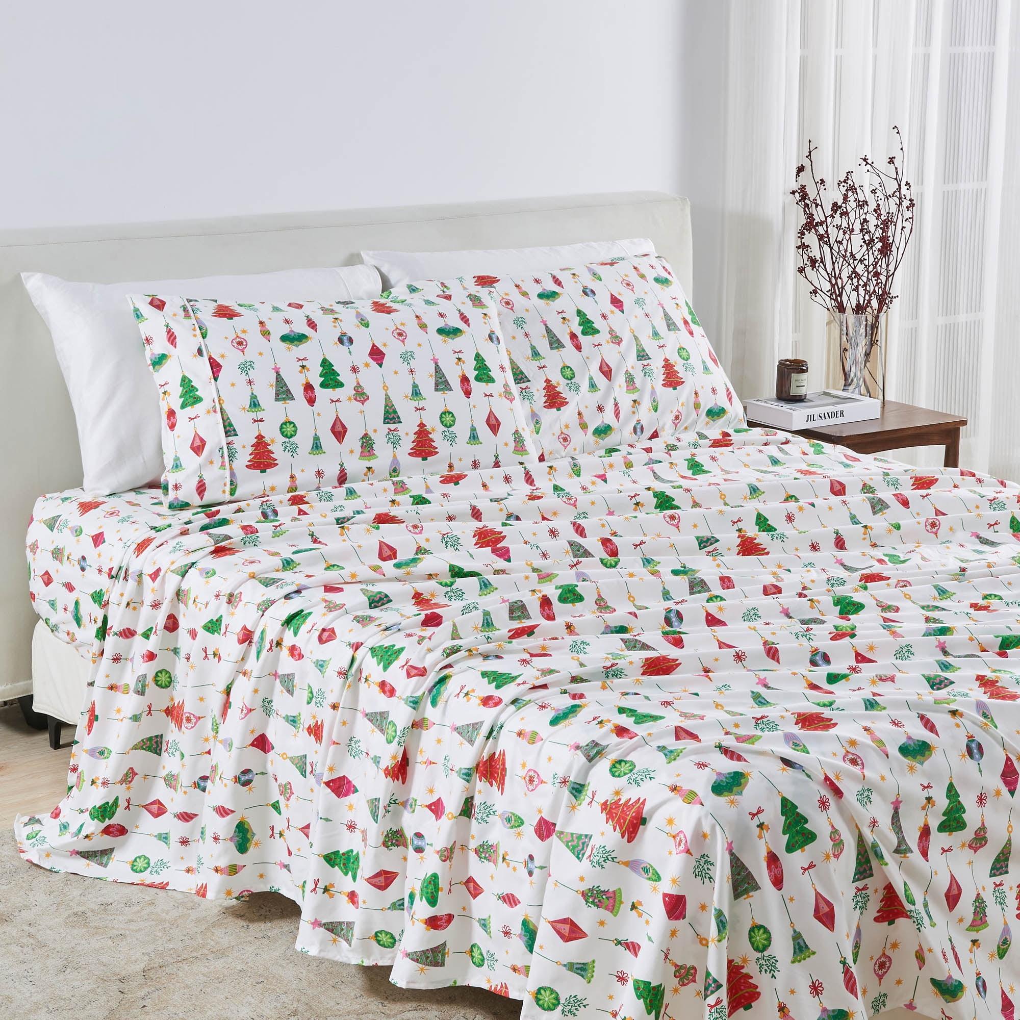 Twin Size Holiday-Themed Microfiber Bed Sheet Set