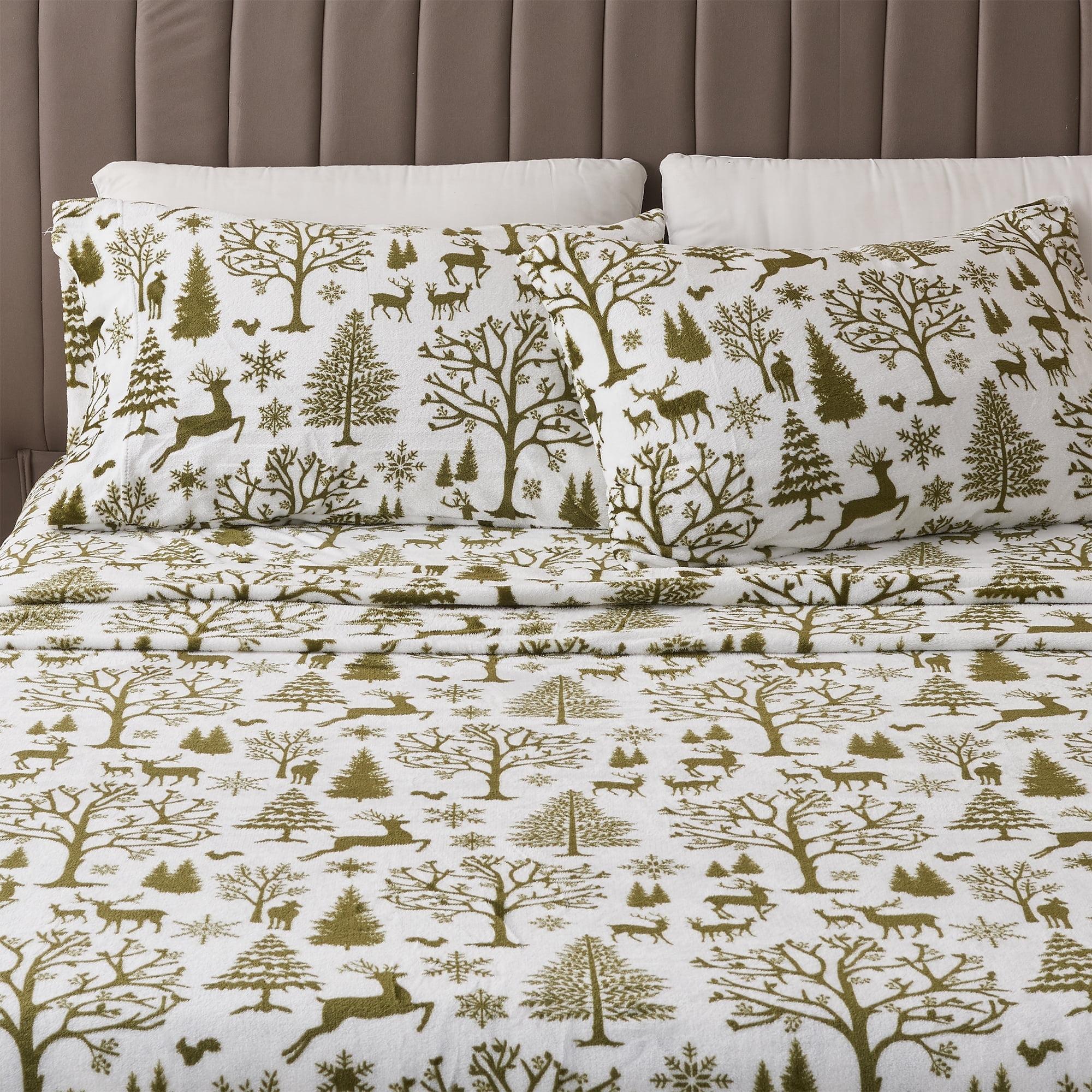 Olive Enchanted Woods Queen Microfiber Deep Pocket Sheet Set