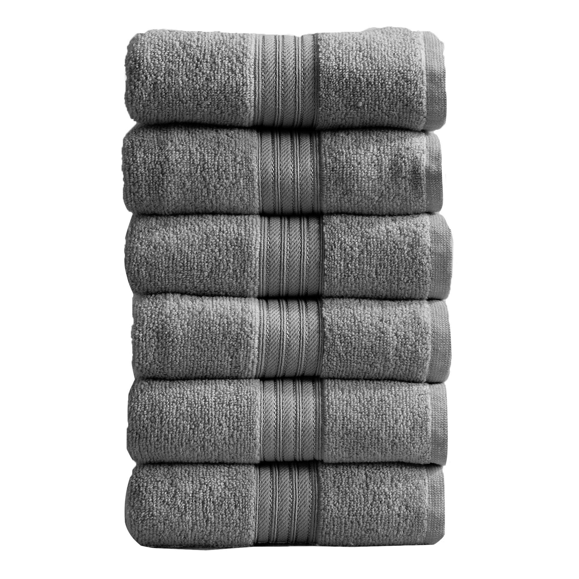 100% Cotton Quick-Dry Everday Towel Set - Great Bay Home (6 Pack Hand Towels, Dark Grey)