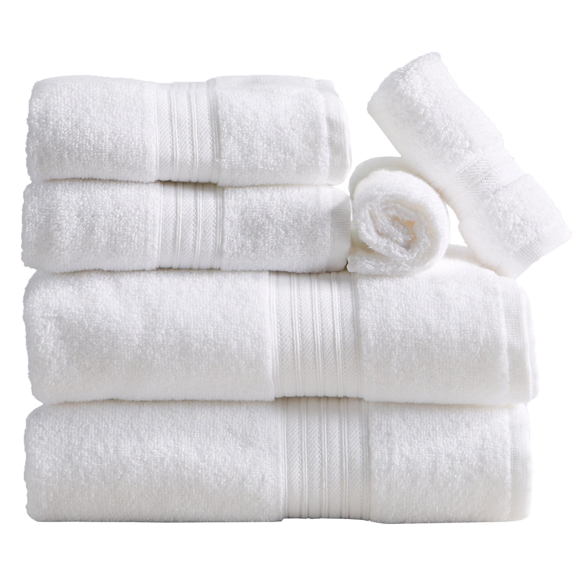 100% Cotton Quick-Dry Everday Towel Set - Great Bay Home (6 Piece Set, White)