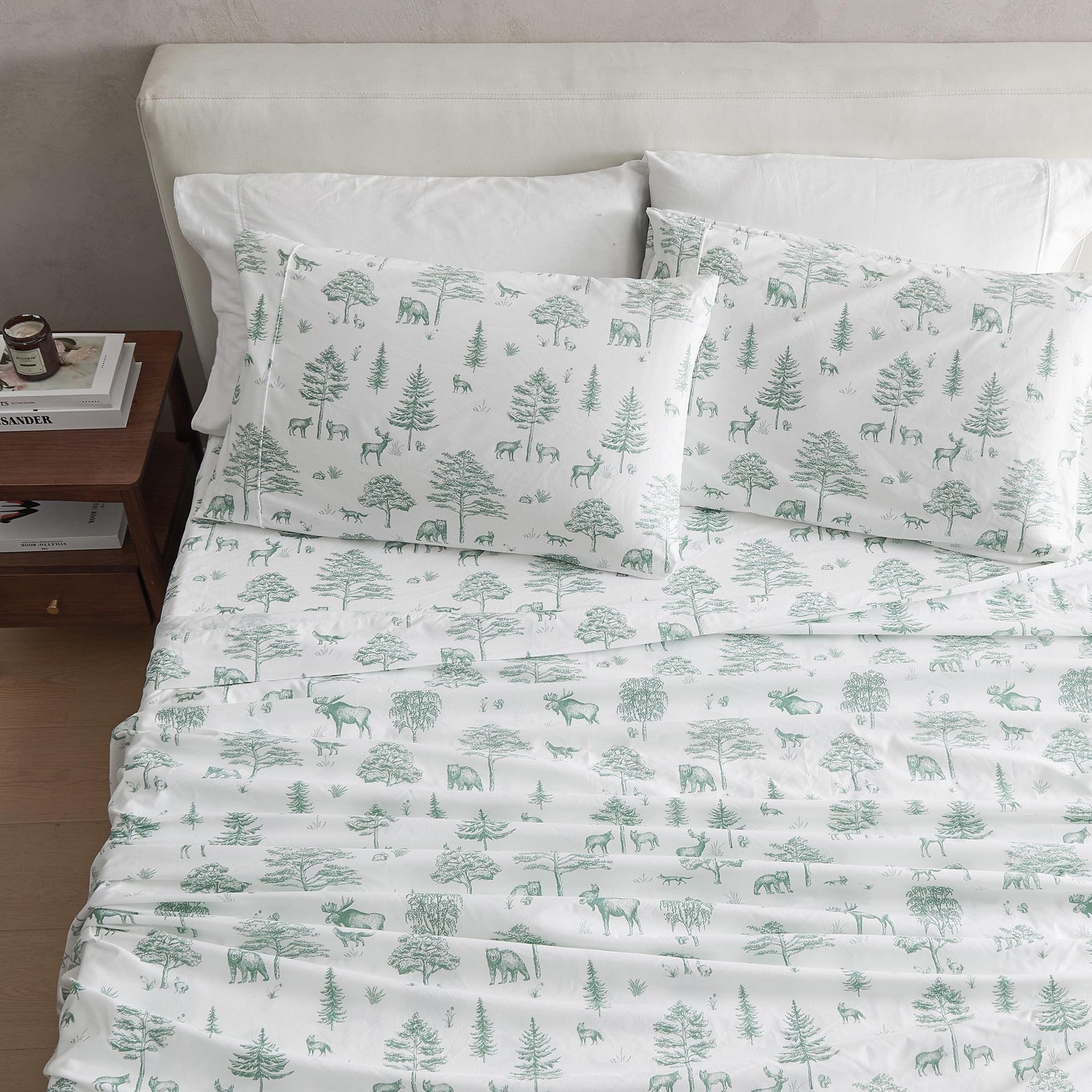 Twin Sage Woodland Print Microfiber Sheet Set