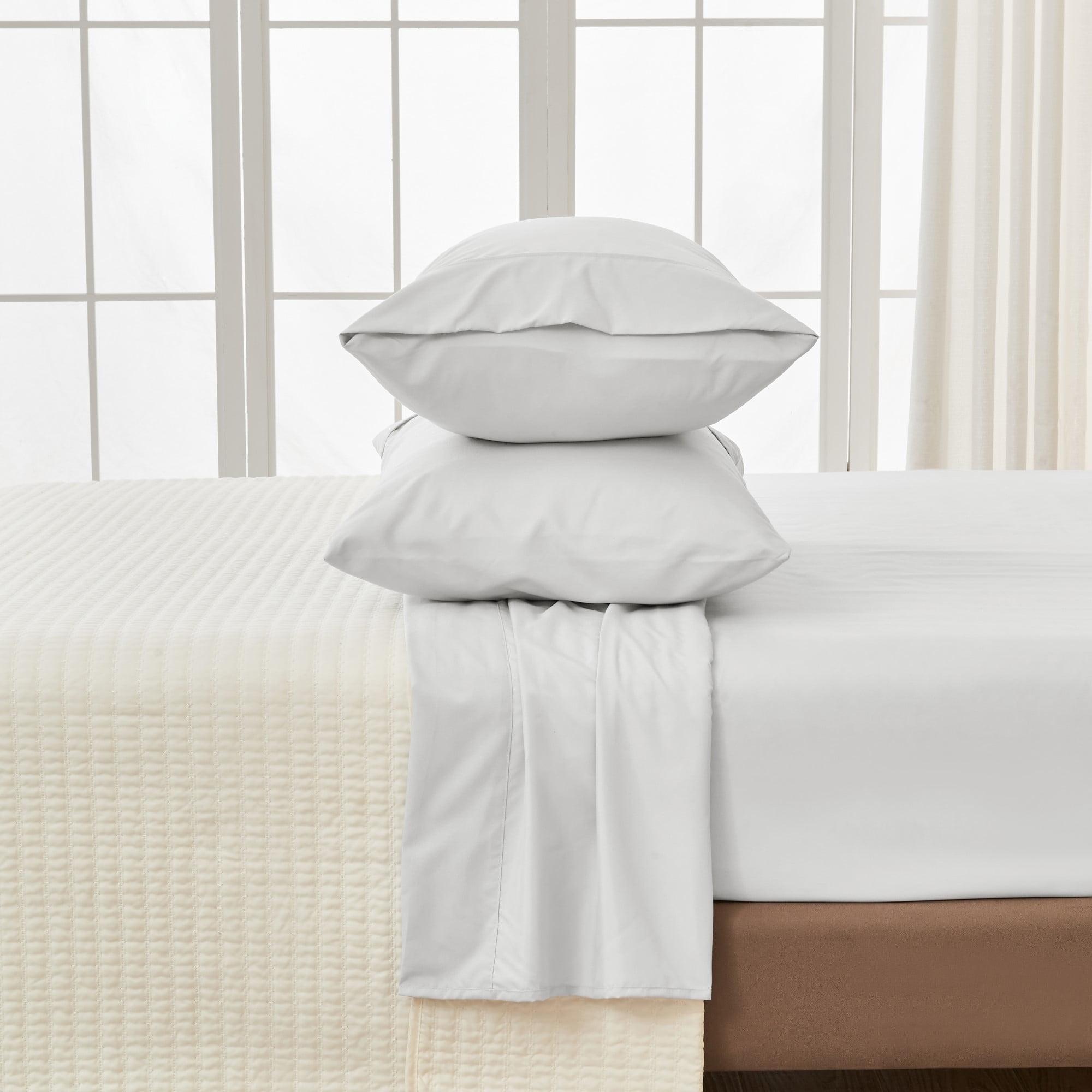 Twin White Solid Microfiber Sheet Set