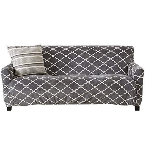 Velvet Plush Printed Stretch Sofa Slipcover