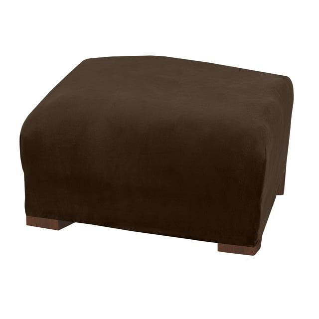 Latitude Run® Velvet Plush Stretch Ottoman Slipcover