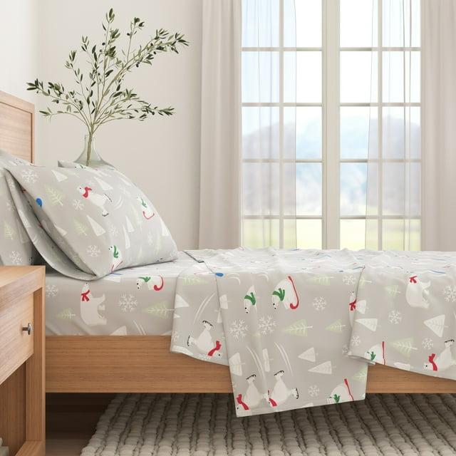 FreshFolds 100% Turkish Cotton Holiday Printed Flannel Sheet Set
