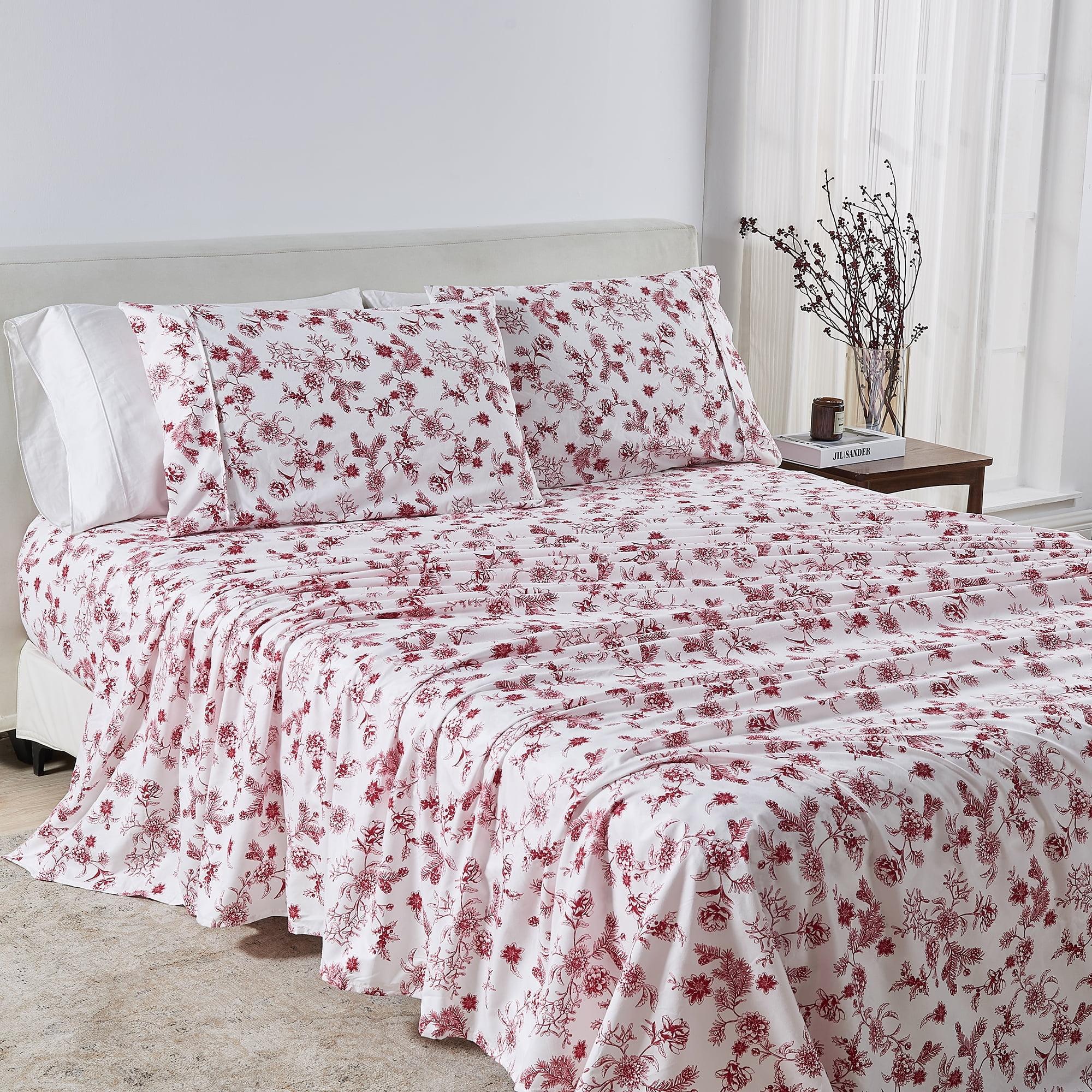 Great Bay Home Winter Floral Brushed Microfiber Sheet Set, Twin, 3 Pieces