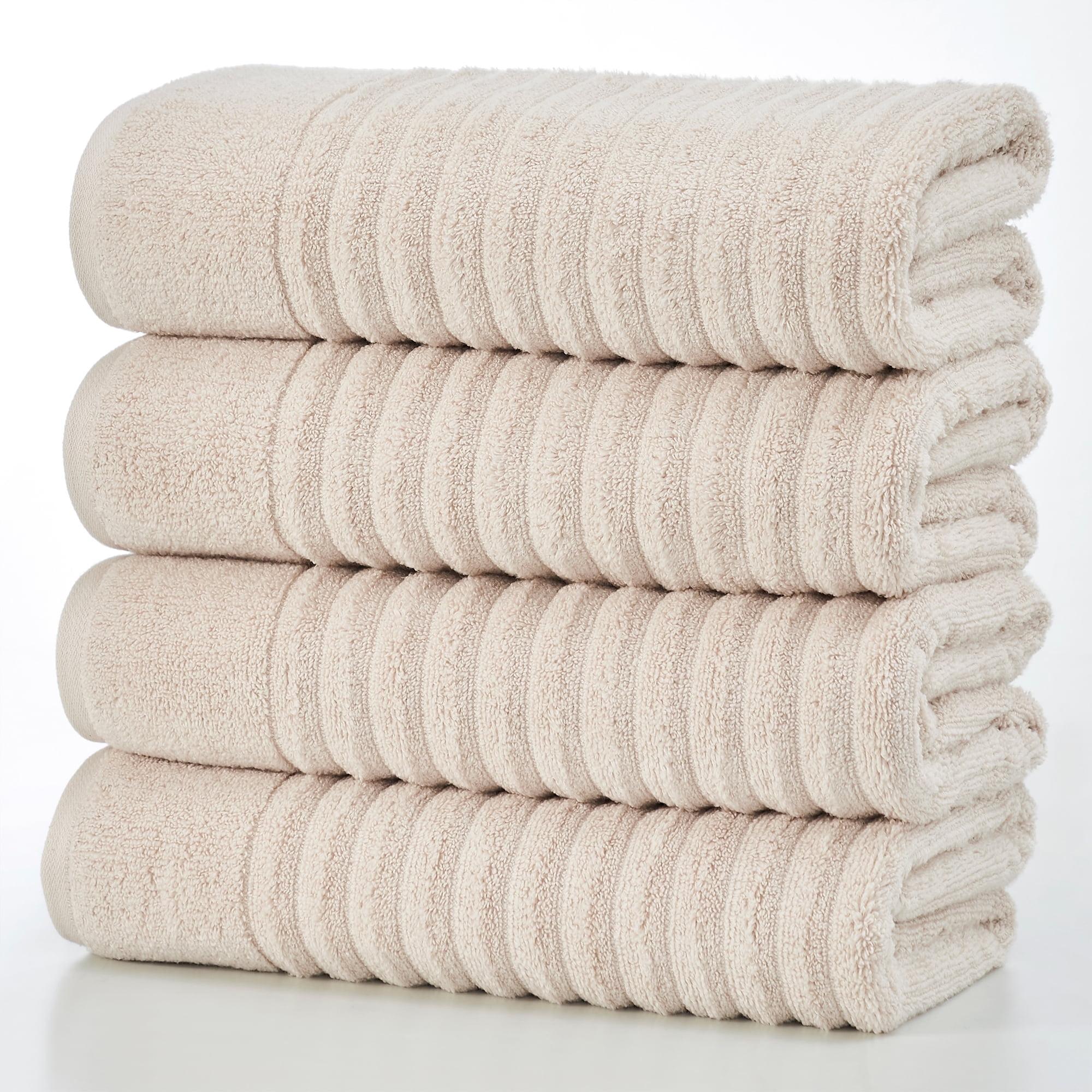 Soft Beige Combed Cotton Ribbed Kids Washcloth Set