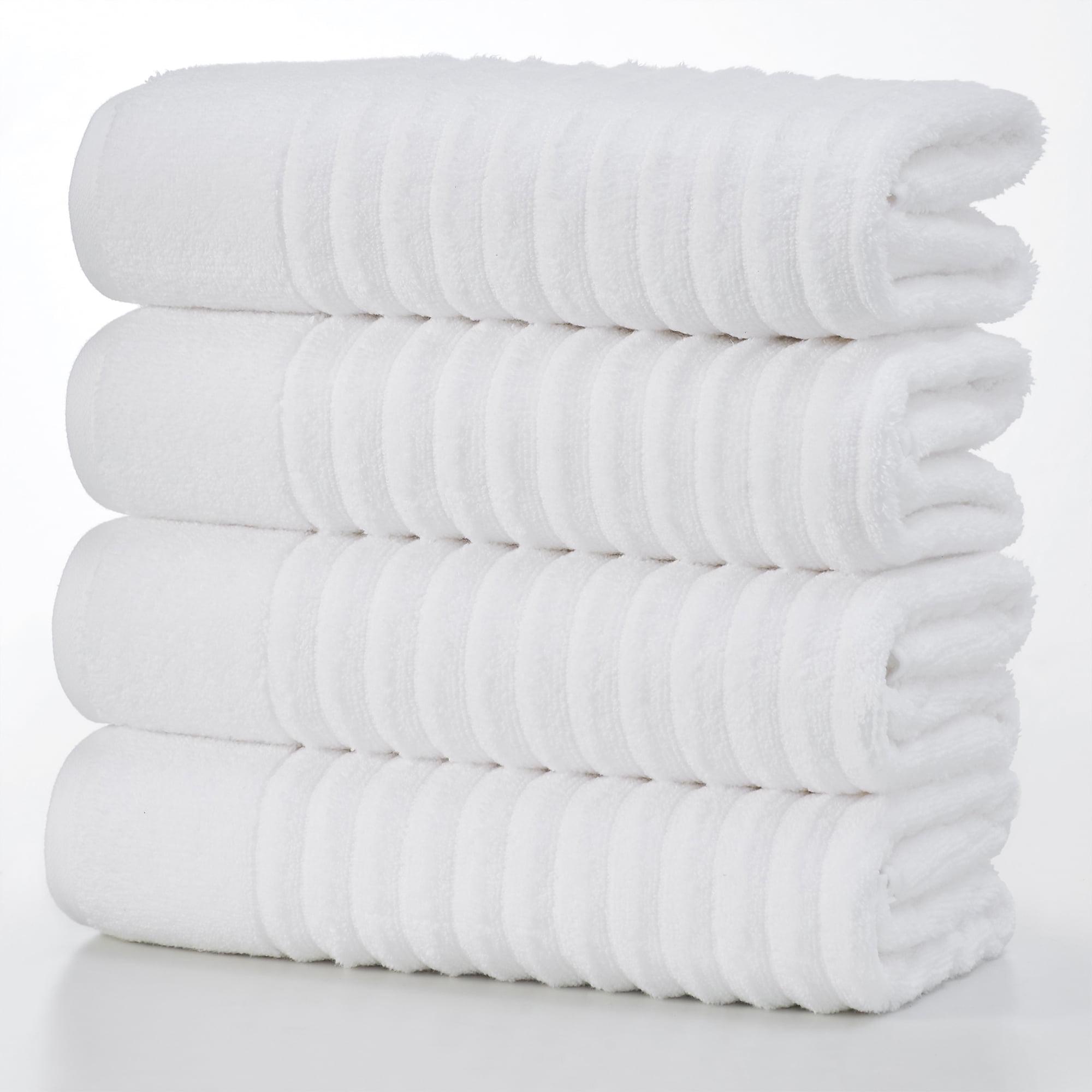 White Combed Cotton Ribbed Hand Towel Set - 6 Pack