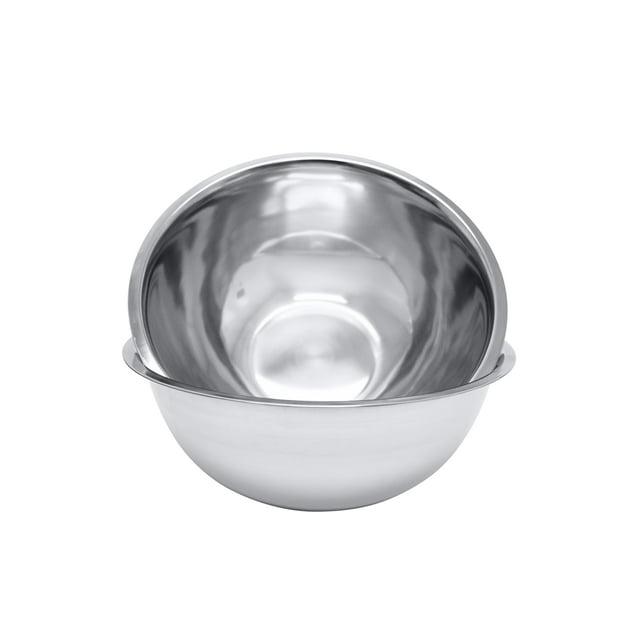 Great Credentials 8 Quart, Set of 2, Multi Use Mixing Bowl, Stainless Steel, Professional Chef, Commercial Kitchen, 13.25 Inches Diameter, Flat Base