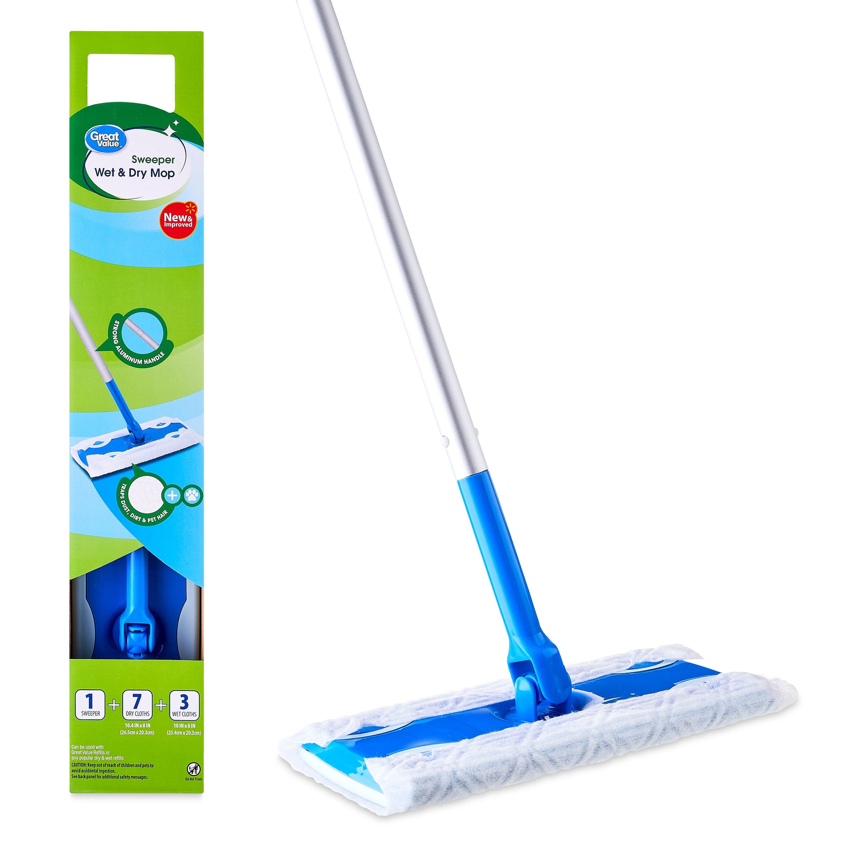 Aluminum Handle Wet & Dry Mop Sweeper Kit with Refills