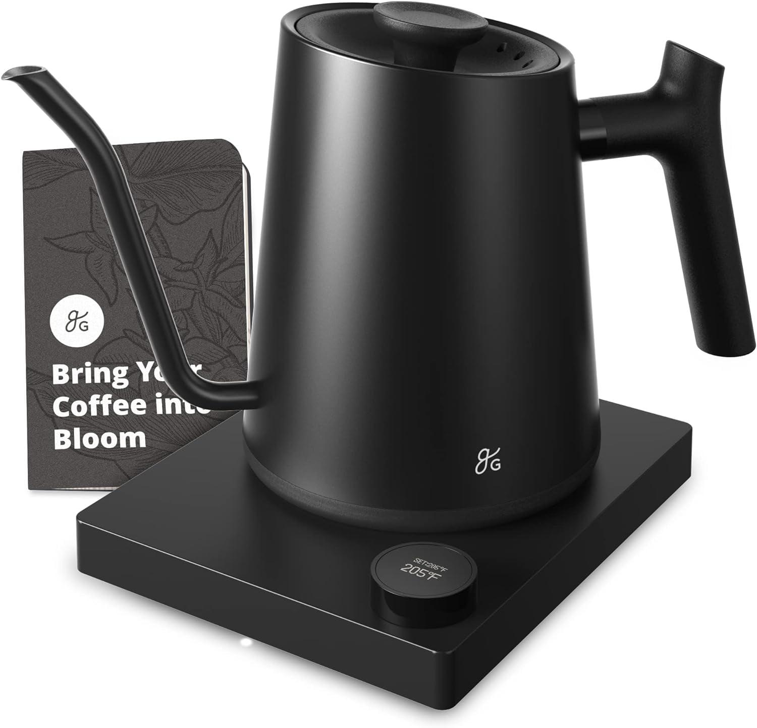 Onyx Black Matte Electric Gooseneck Kettle for Coffee and Tea