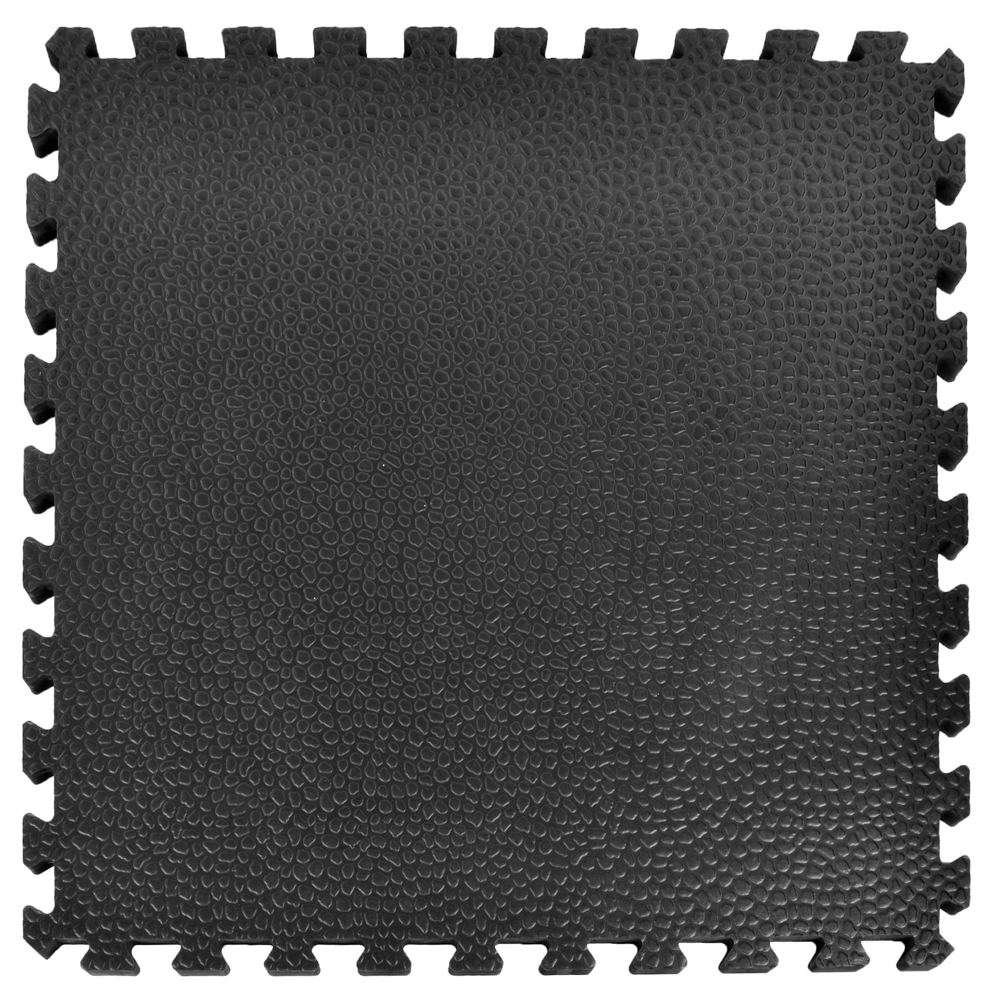 Greatmats Gym Floor Pebble Top Interlocking Foam Tiles Black 10 Pack 2 ft. x 2 ft. x 3/4 in.