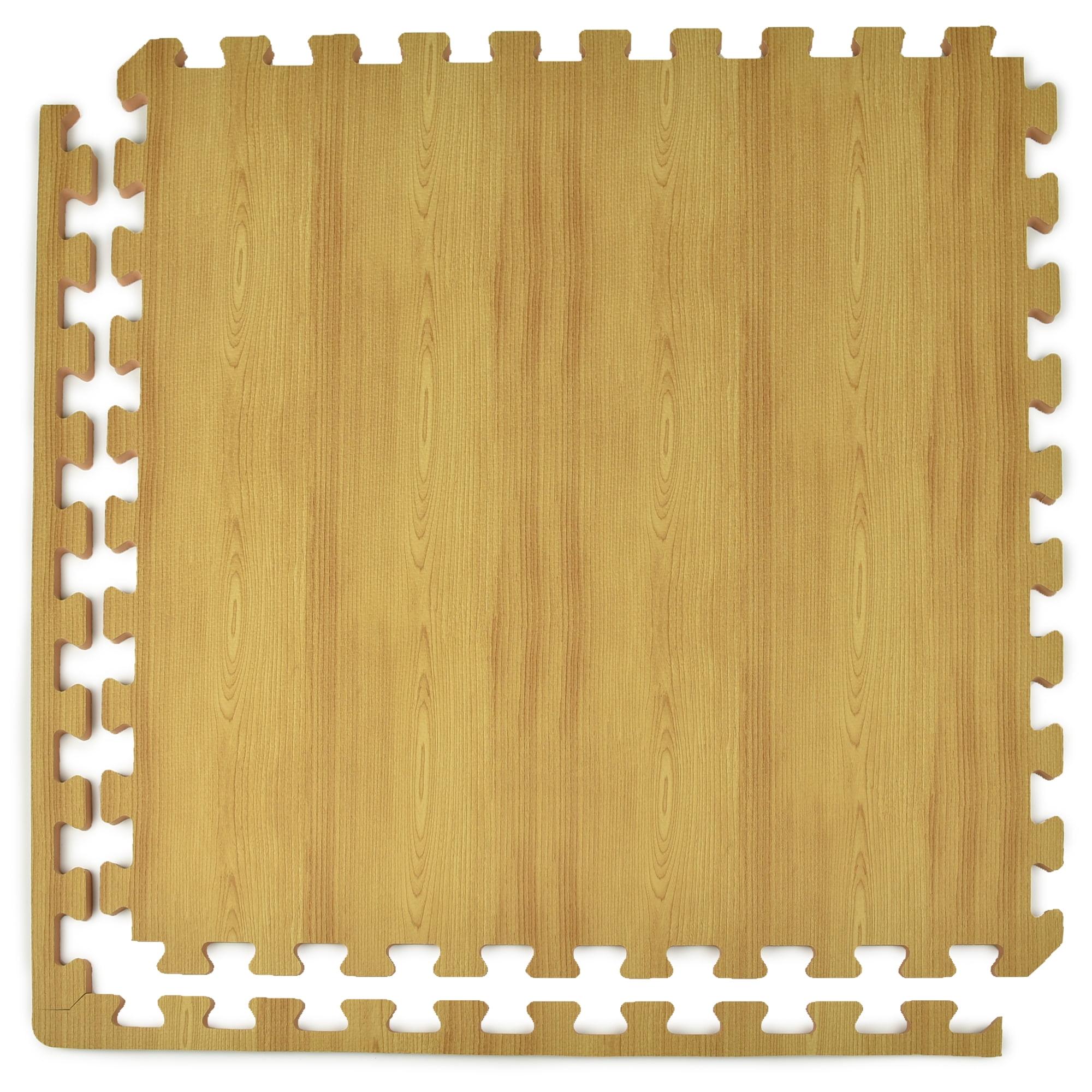 Greatmats Wood Grain Interlocking Wood Look Reversible Foam Tiles 1/2 Inch x 2x2 Ft. Light Wood/Tan 15 Pack