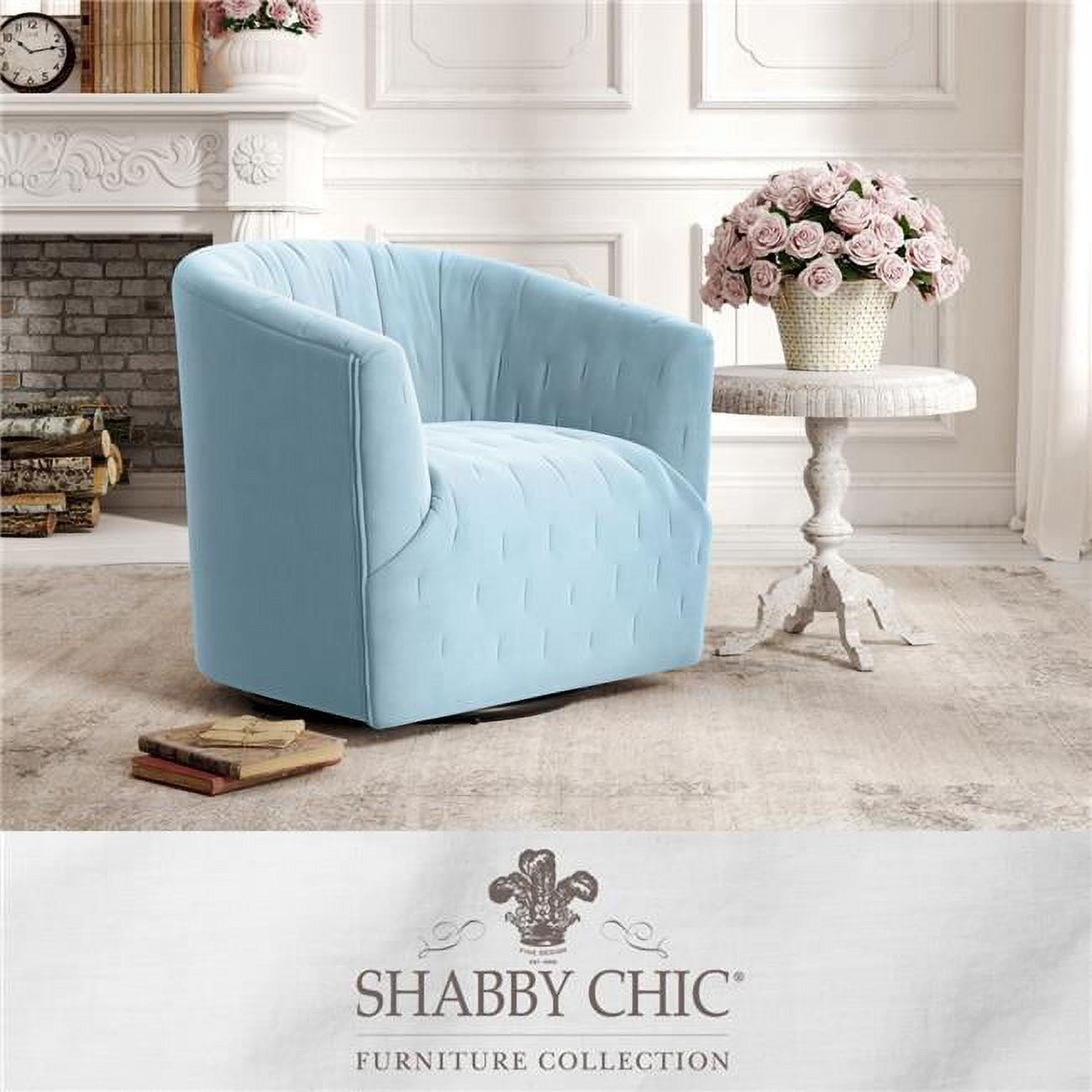 Grecia  Accent  Chair  Light  Blue  Velvet  Upholstered  Tufted