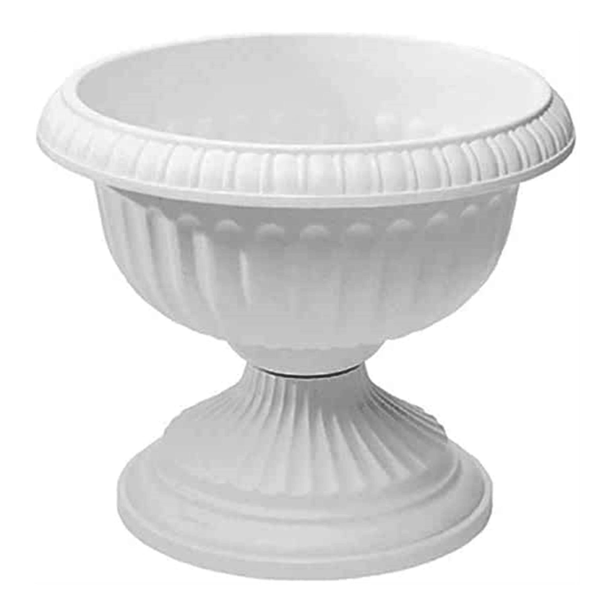 12-Inch White Plastic Grecian Urn Planter