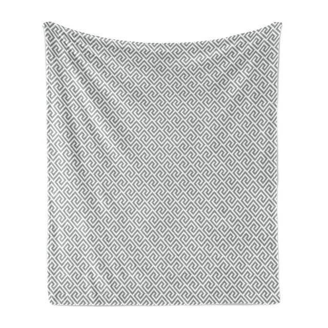 Ambesonne Ambesonne Geometric Fleece Throw Blanket Monochrome Pattern Lines Pale Grey White