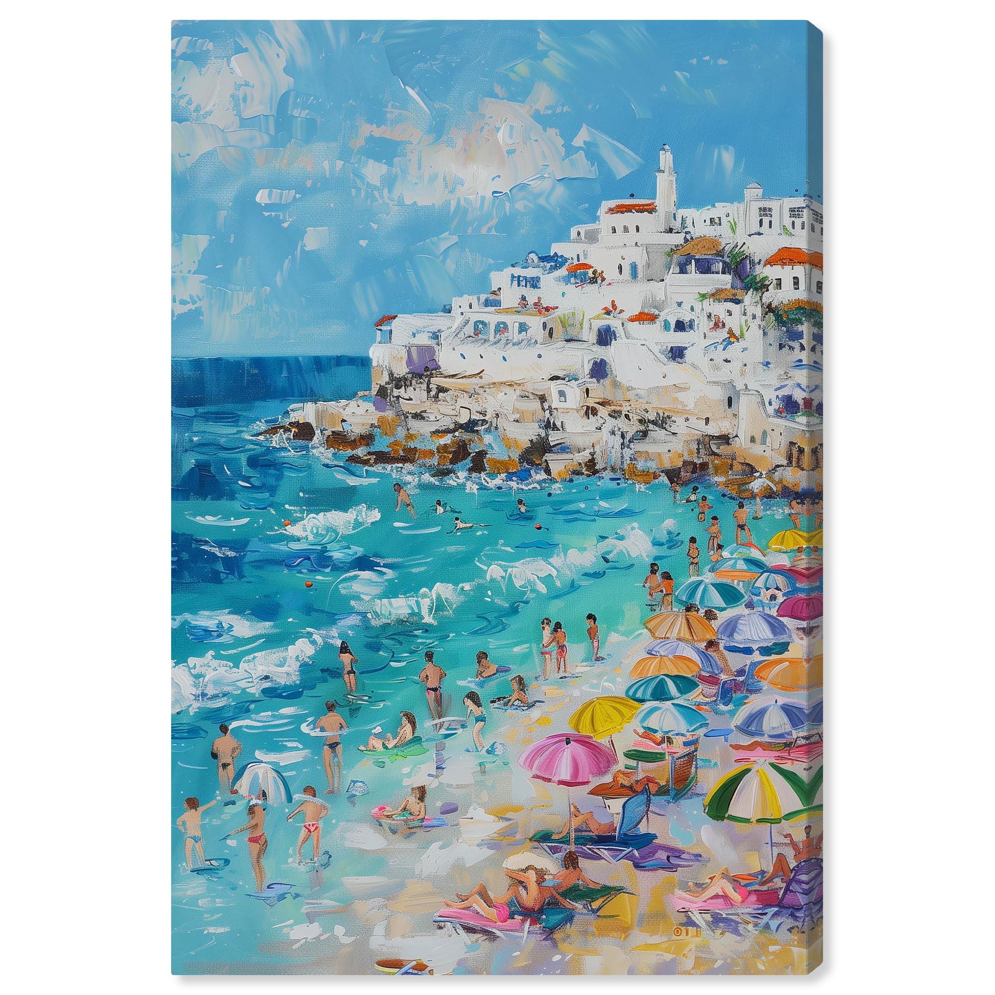 Art Remedy Greek Vacation Canvas Modern Beach Wall Art by Art Remedy
