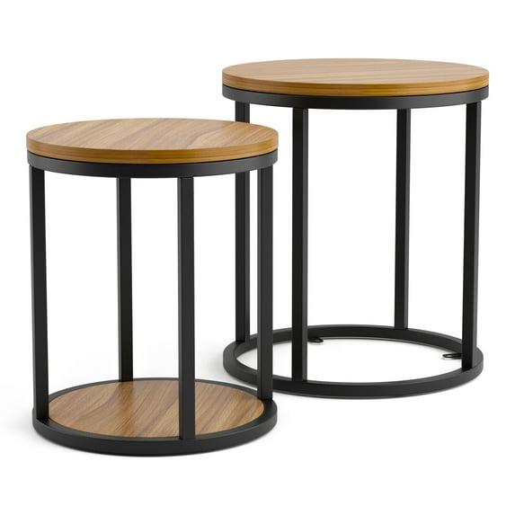 Greemotion Barth Wood Round 2-Piece Nesting Tables in Natural