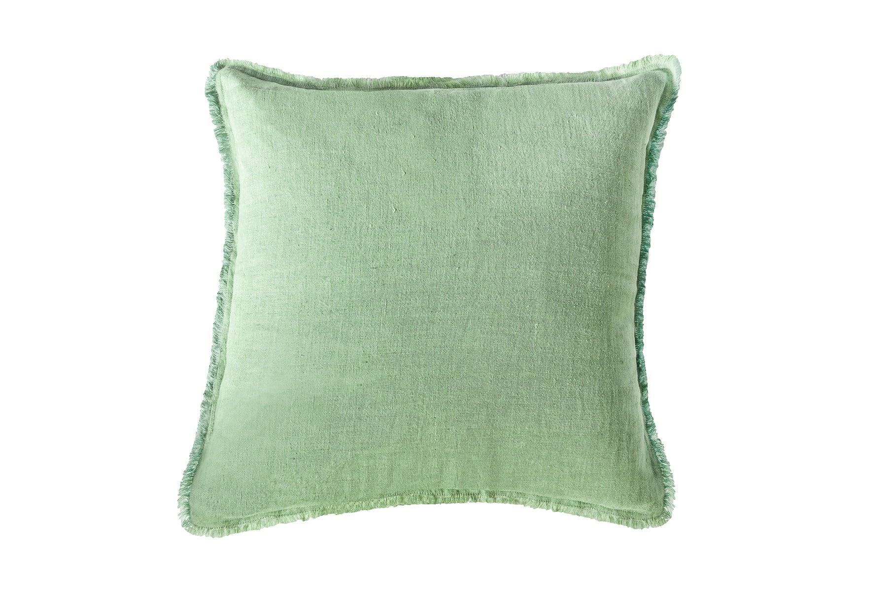 Green Fringe Soft Linen Euro Pillow