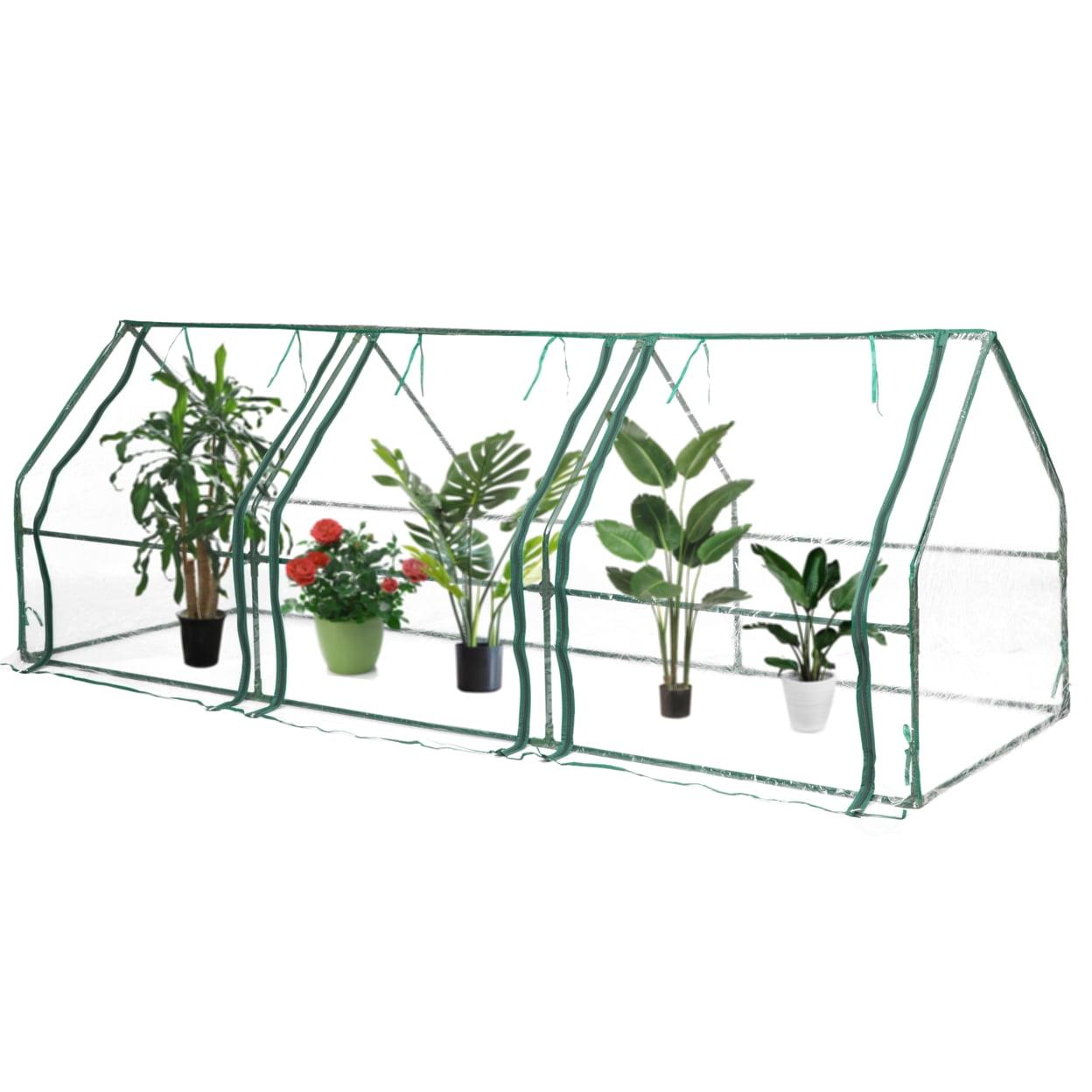 Medium Green Waterproof Portable Plant Greenhouse with Clear Windows