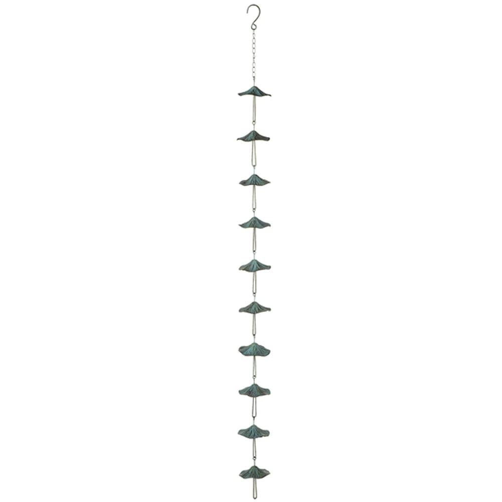 Large Green Patina Iron Mushroom Rain Chain