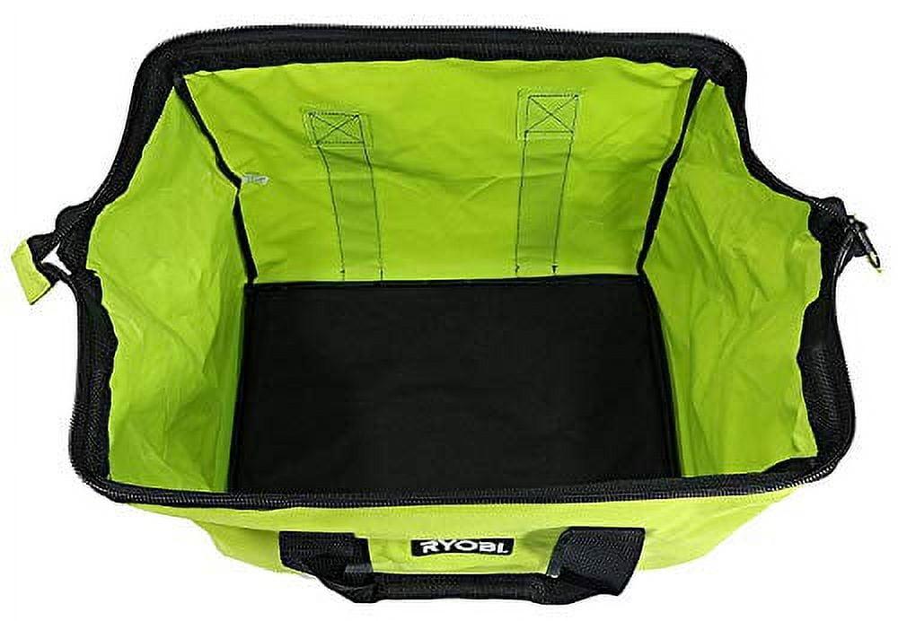 Green Wide Mouth Collapsible Canvas Contractor Bag with Zipper