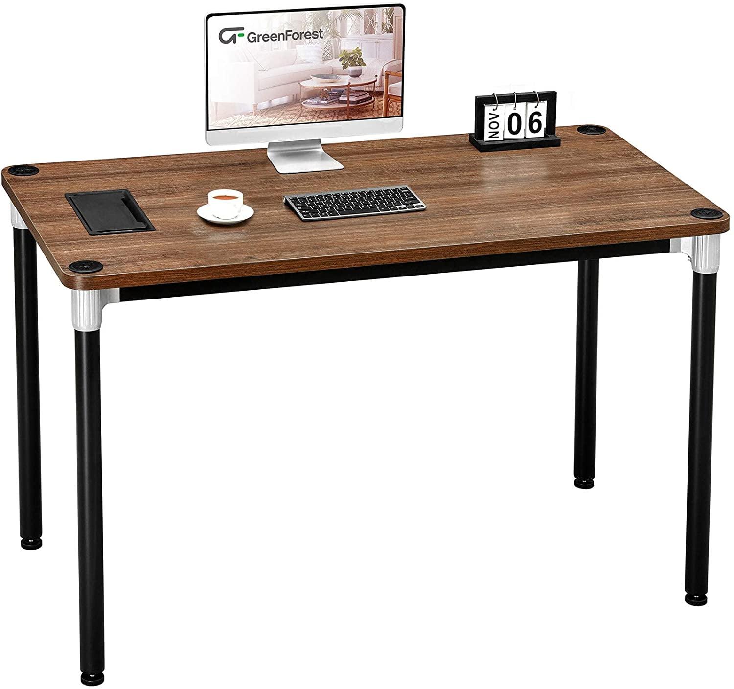 GreenForest Computer Desk Home Office Writing Small Desk, Sturdy Workstation, Walnut, 47in
