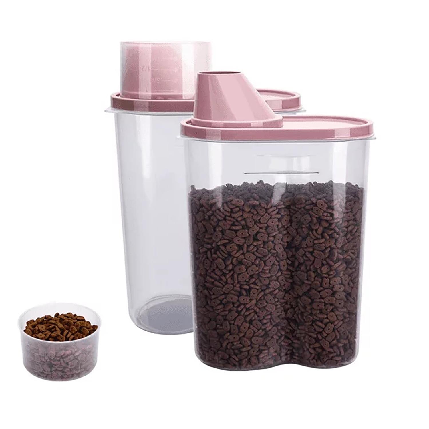 Pink Airtight 2.5L Pet Food Storage Containers with Measuring Cup