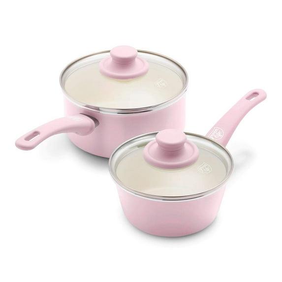 GreenLife GreenLife Soft Grip Healthy Ceramic Nonstick, 1QT And 2QT Saucepan Pot Set With Lids, Dishwasher Safe