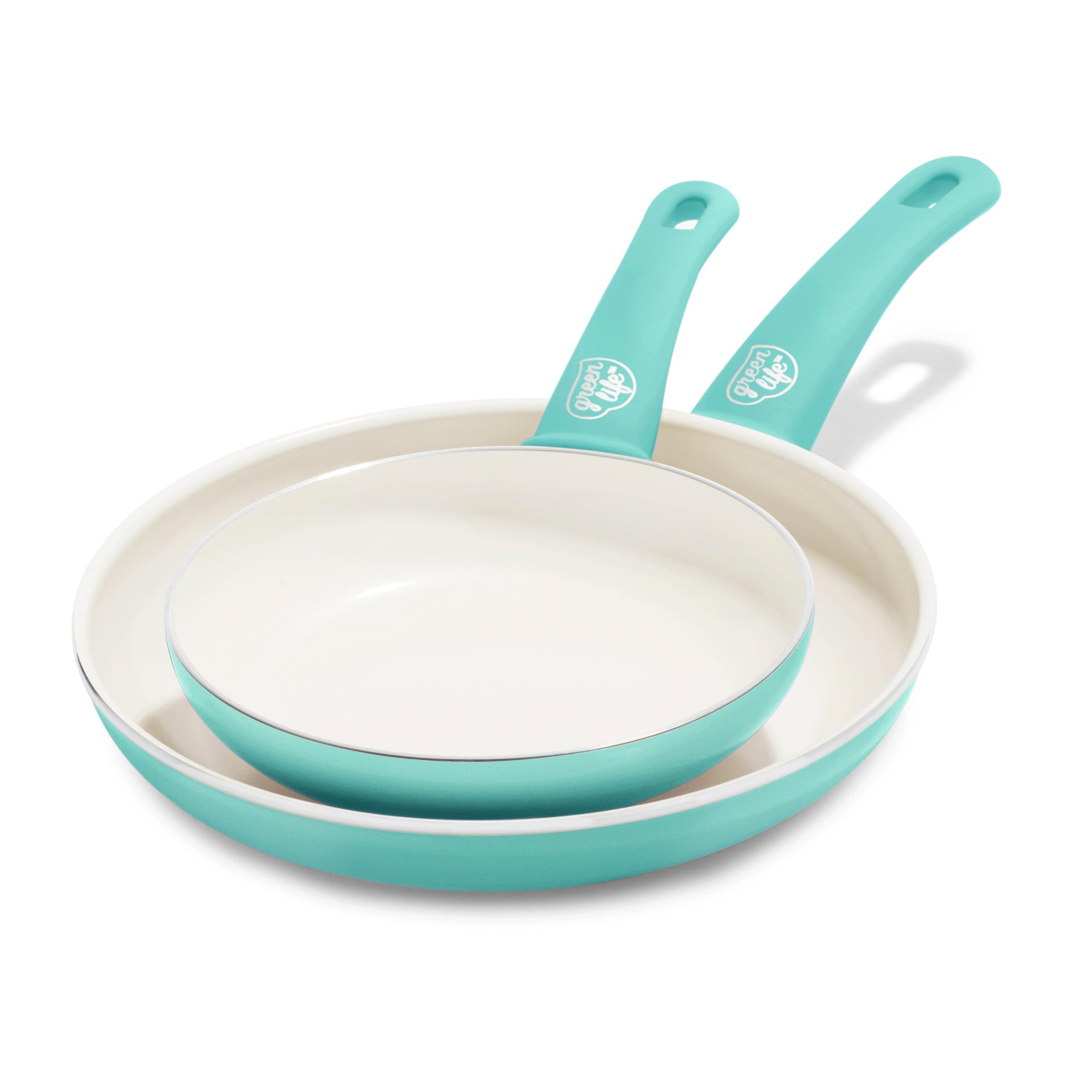 Turquoise Aluminum Ceramic Nonstick 2-Piece Fry Pan Set