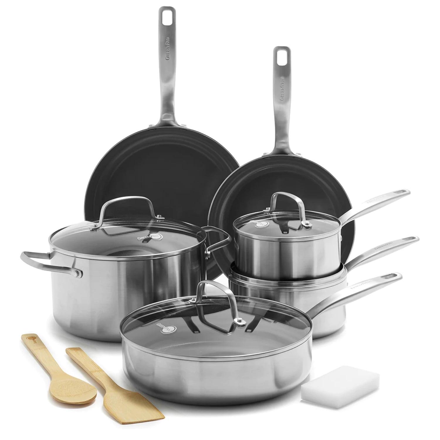 GreenPan Chatham 13pc Tri-Ply Stainless Steel Healthy Ceramic Nonstick Cookware Set