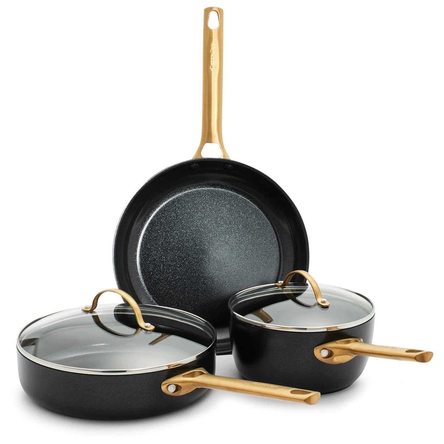 Black and Gold Nonstick Ceramic 5-Piece Cookware Set