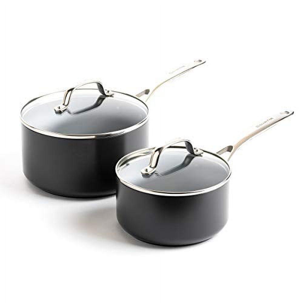 Gray Aluminum Nonstick Induction Safe Saucepan Set with Lids