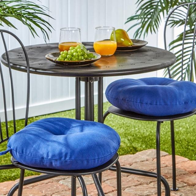 Greendale Home Fashions 15-inch Round Outdoor Marine Blue Bistro Chair Cushions (Set of 2)