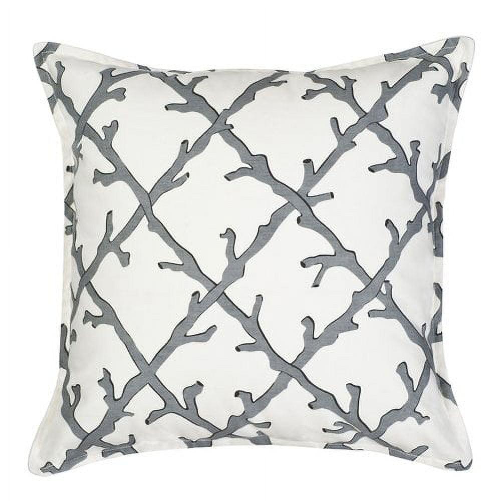 Gray Lattice Cotton Canvas 20" Square Throw Pillow