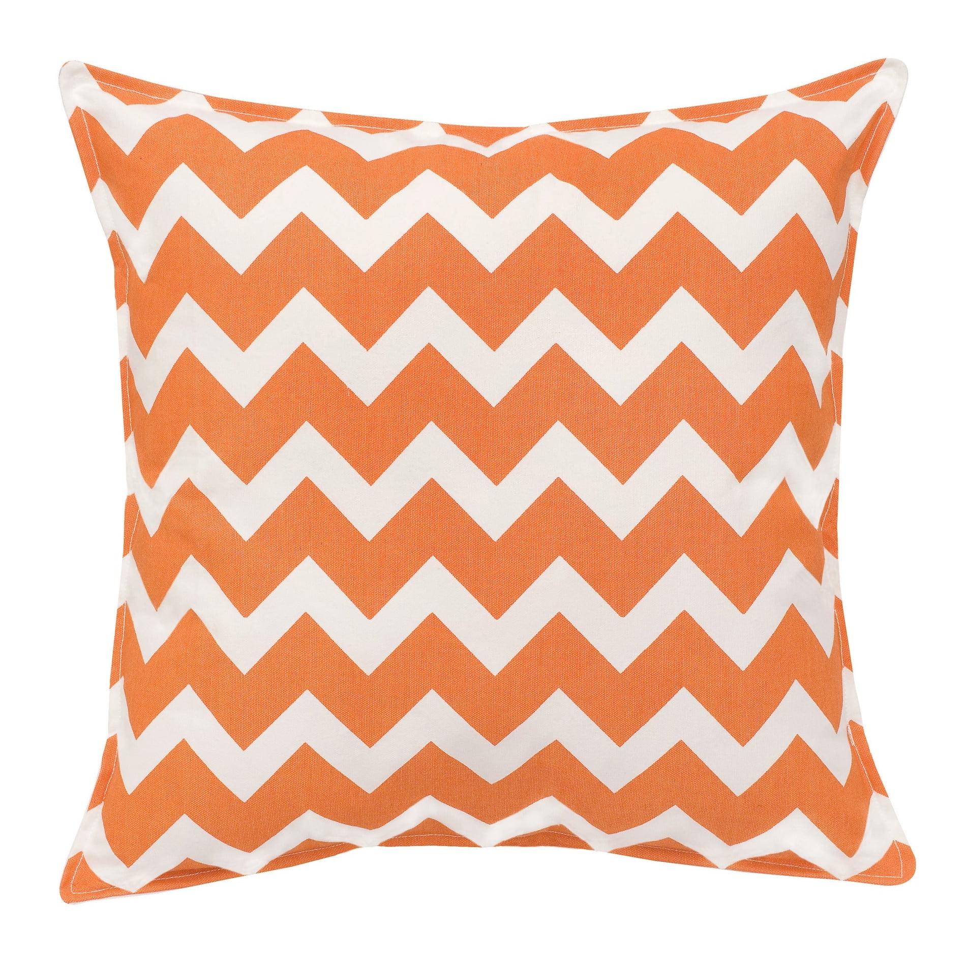 Orange Chevron Cotton Canvas 20" Square Throw Pillow