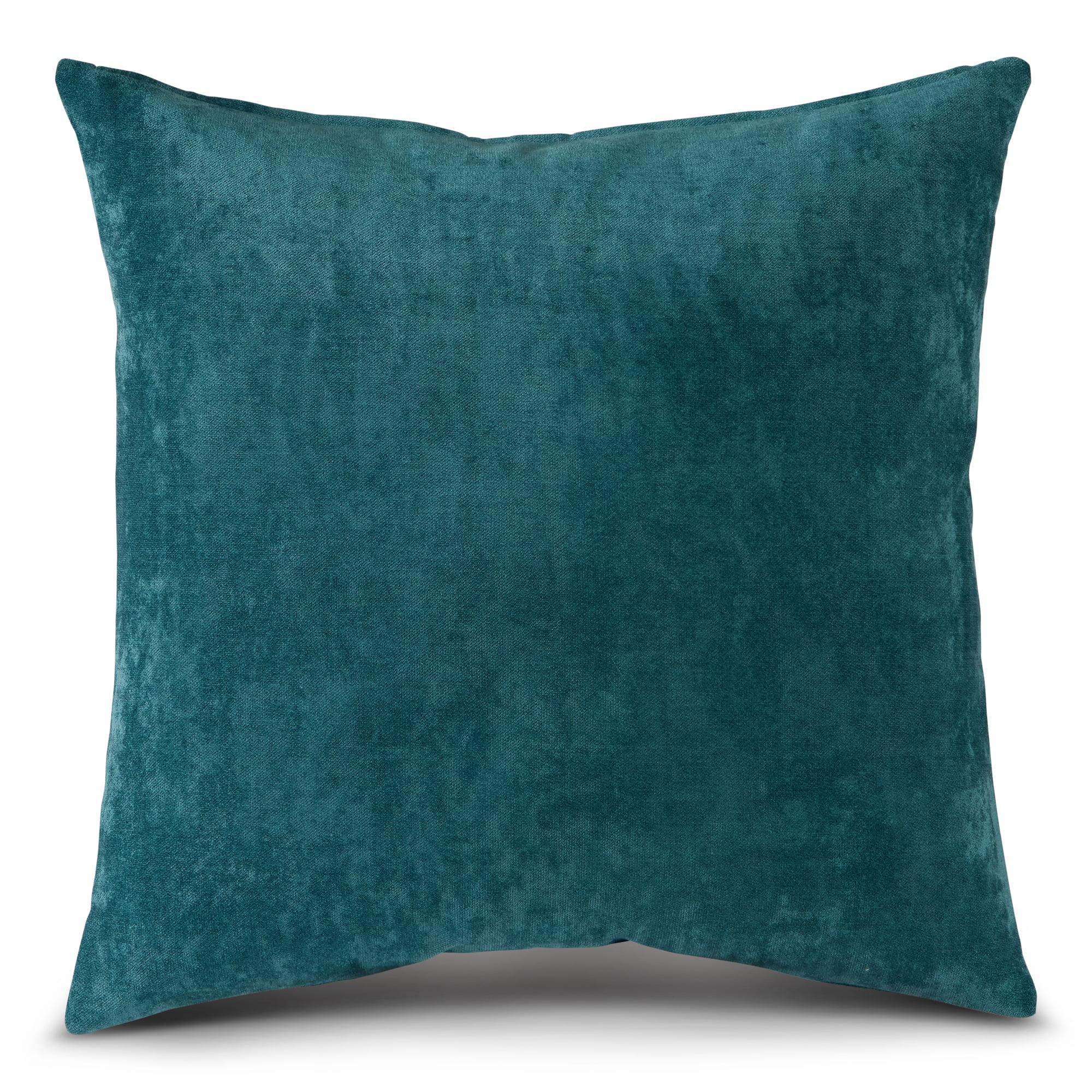 Velvety Soft Aqua Blue Polyester 24" Square Throw Pillow Cover