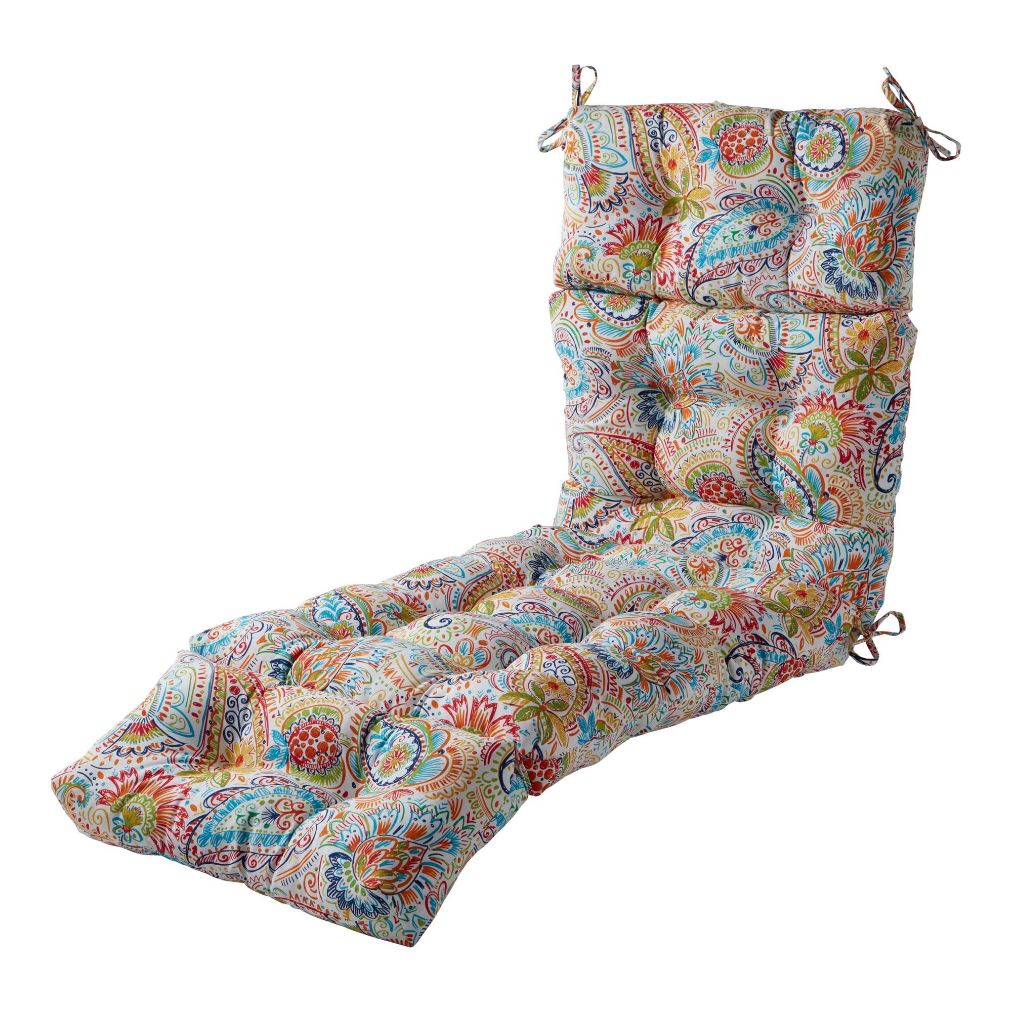 Jamboree Paisley 72" UV-Resistant Polyester Outdoor Chaise Lounge Cushion