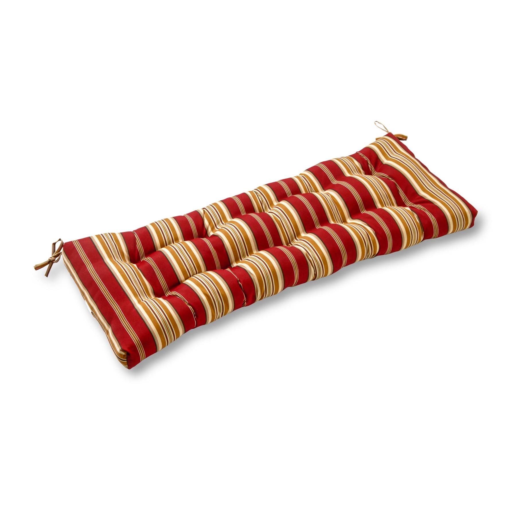 Roma Stripe Red Tufted Outdoor Bench Cushion 44" x 17"