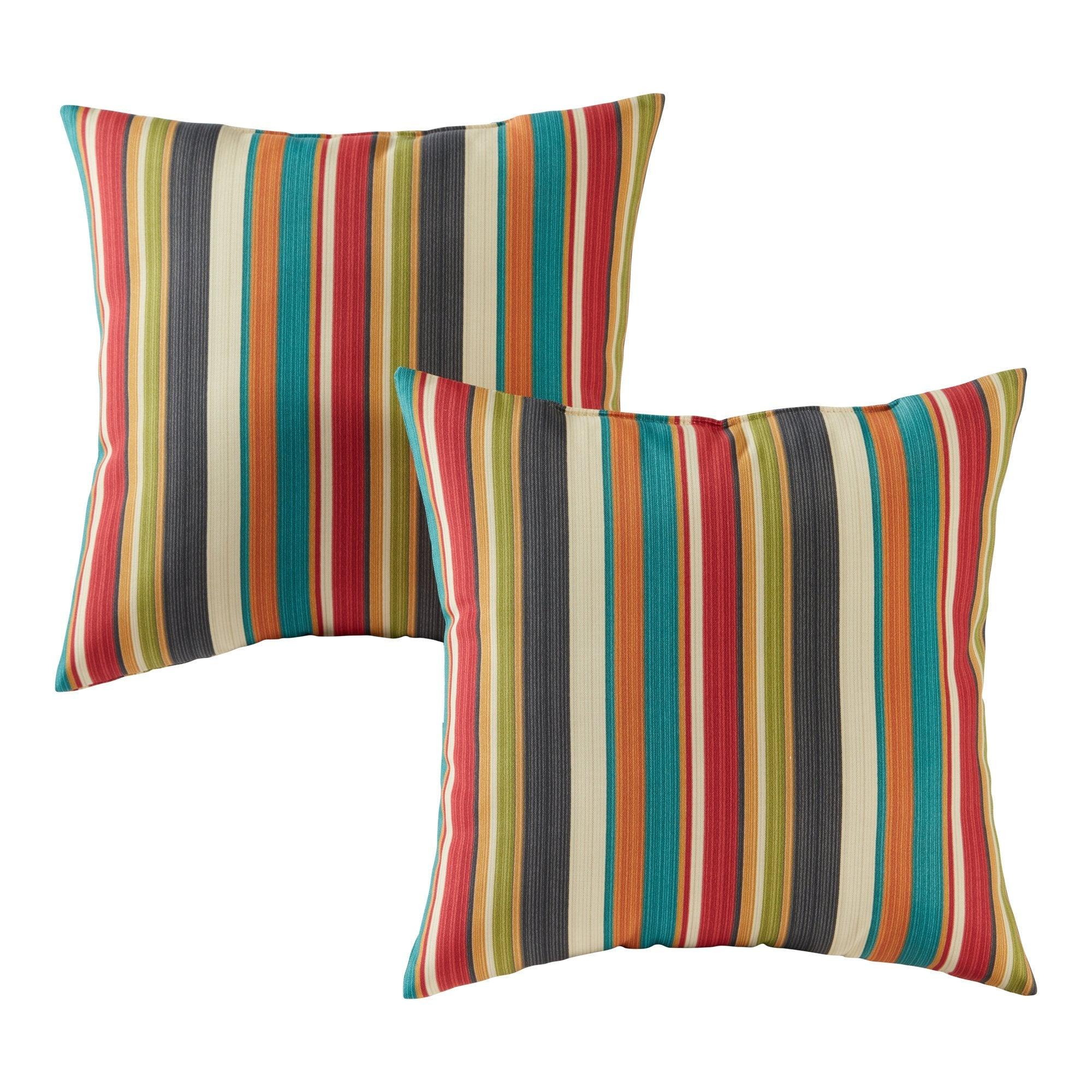 Greendale Home Fashions Sunset Stripe 17" Square Outdoor Throw Pillow (Set of 2)