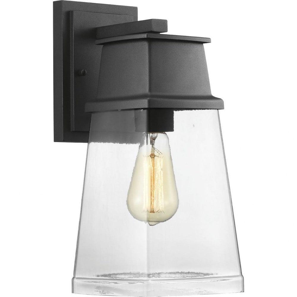 Progress Lighting Greene Ridge 1-Light Medium Wall Lantern in Black with Shade