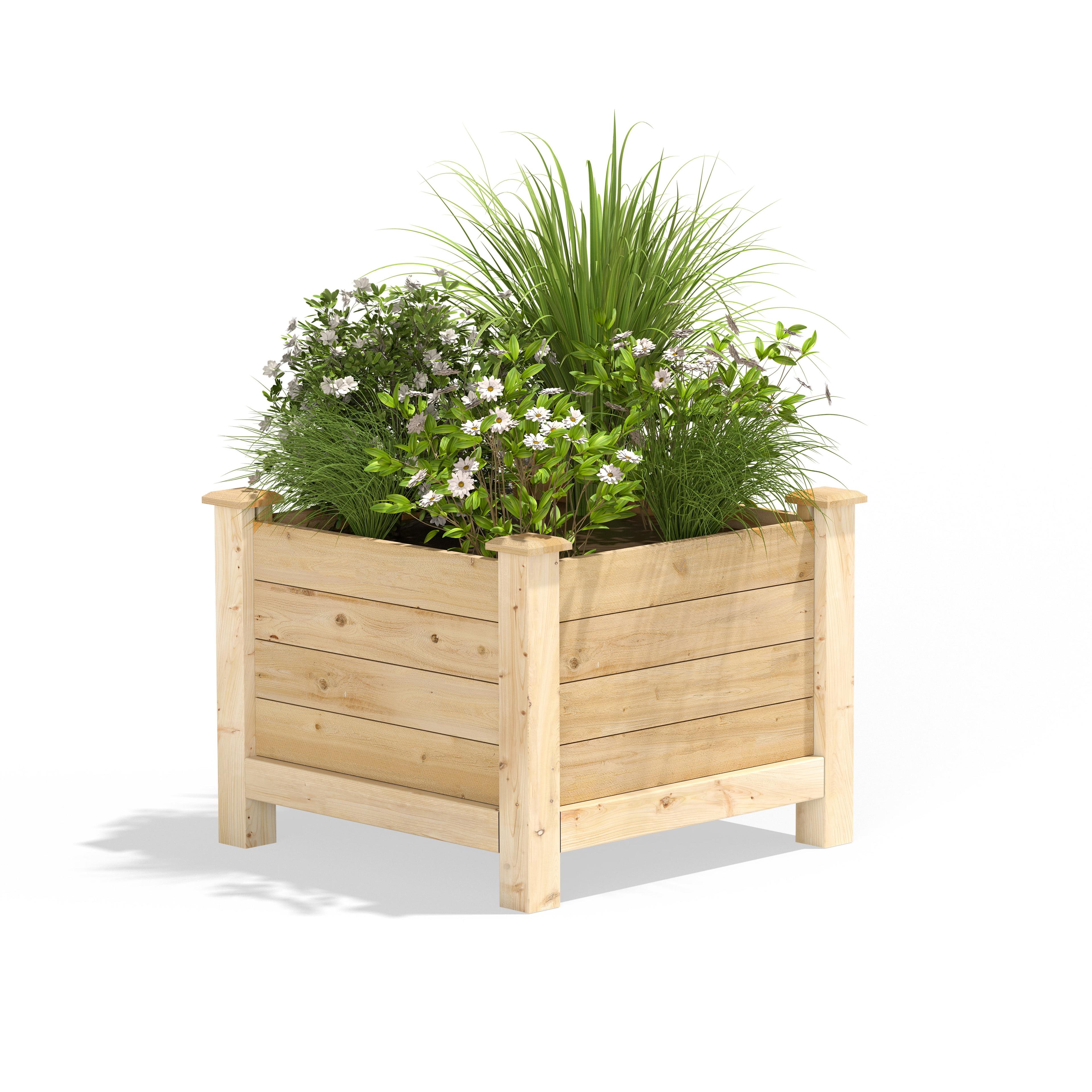 Natural Cedar Square Elevated Outdoor Planter Box