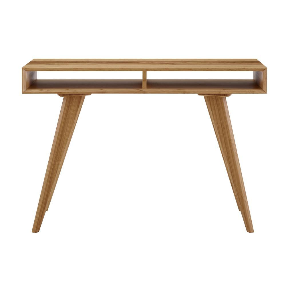 Caramelized Bamboo Console Table with Storage Cubbies