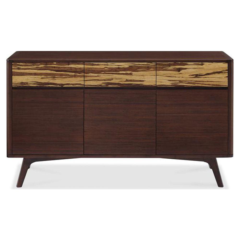 Sable Bamboo Mid-Century Modern Sideboard with Tiger Bamboo Accents